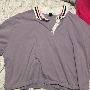 Wild Fable Purple Cropped Polo Tee Xl